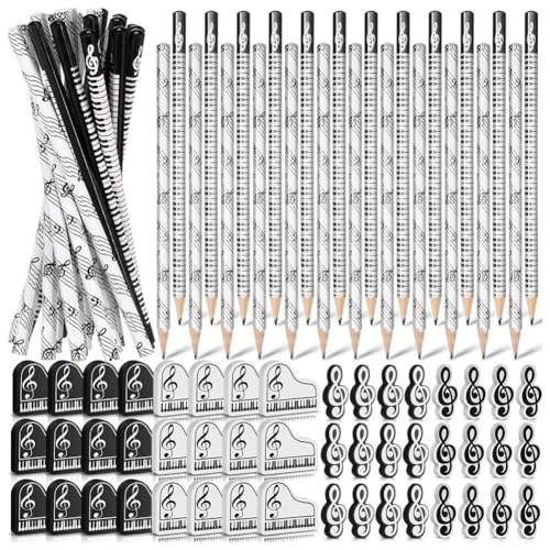 Matite Musicali Con Gomme A Tema Note E Tastiera - Confezione Da 24 Pezzi Per Scuola E Regali - 4