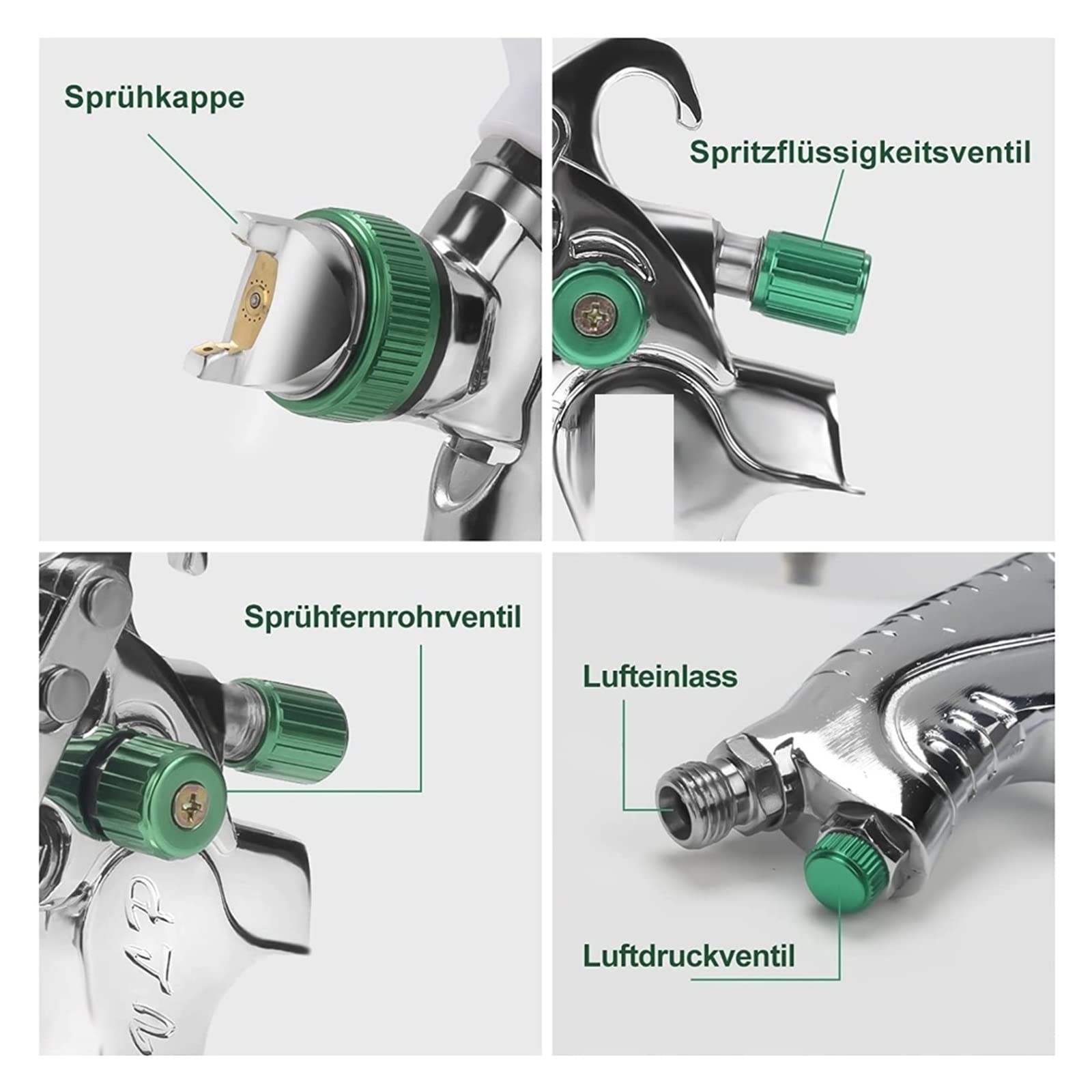 Pistolet Natryskowy, Profesjonalny Pistolet Natryskowy HVLP 1.4/1.7/2.0/2.5 Mm Dysza Stalowa Grawitacyjny Pistolet Natryskowy DIY Zestaw Farb W Sprayu Przenośny Lakier Samochodowy Pistolet(2.0mm Gun K