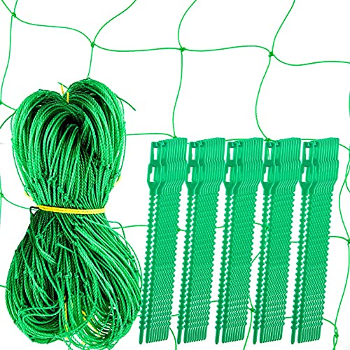 KONUNUS Filet pour Plantes 1.8M X 3.6M Filet pour Plantes Support de Filet en Treillis à Mailles Serrées Support de Treillis de Jardin avec 50 Pièces D'attaches pour Plantes Grimpantes Cover