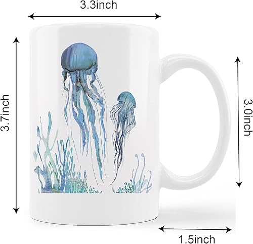 Miniatura 10 de kunlisa Taza de cerámica de caballito de mar con acuarela, diseño de caballitos de mar para parejas, taza de café con leche de 11 onzas, regalos