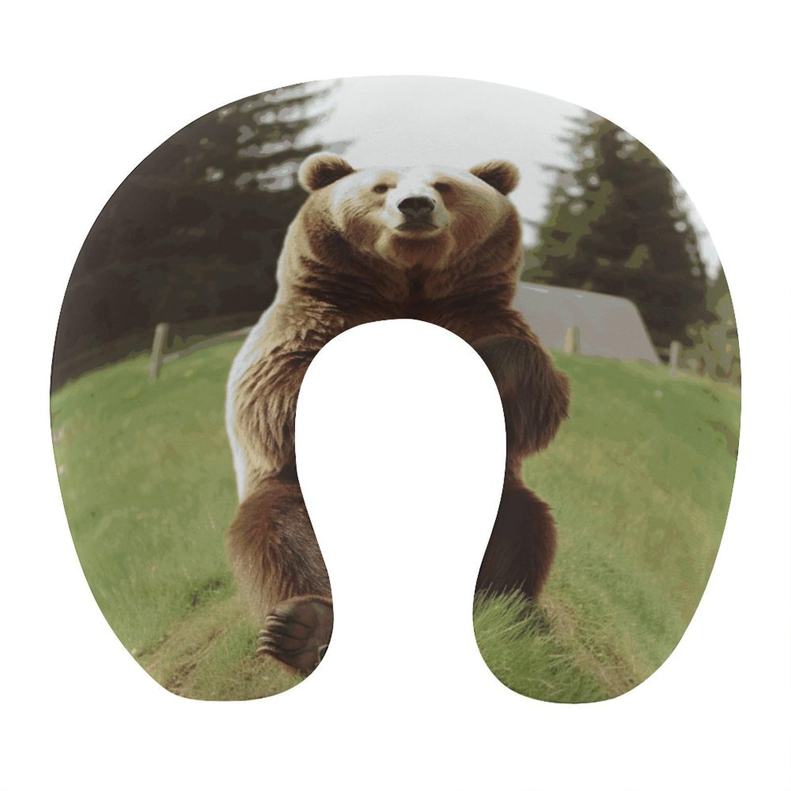 Btcowzrv Style Hi Bear Sit On The Lawn U Shaped Neck Pillow Travel Pillows
