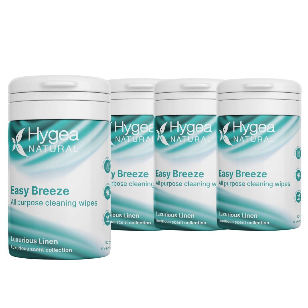 Hygea Natural EasyBreeze All Purpose Cleaning Wipes - Biodegradable Bamboo Wipes for Multi-surface Cleaning - Environmentally Responsible - Luxurious