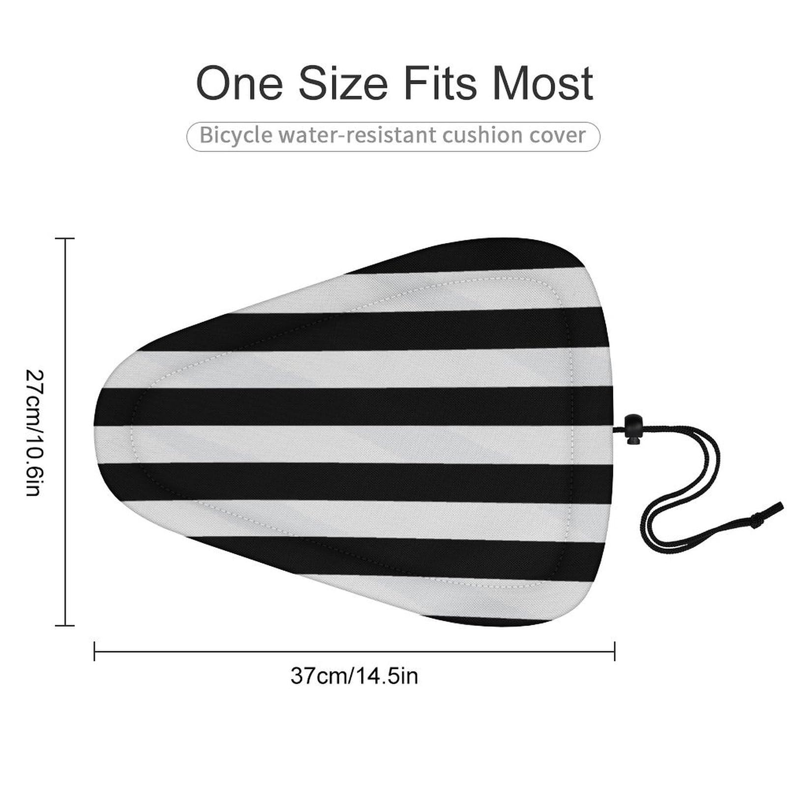 Black & White Stripe Bike Seat Cover for Men Women, Waterproof & Dustproof Bike Seat Cushion with Drawstring, Adjustable Bicycle Saddle Cover for Or Rain & Sun Protection