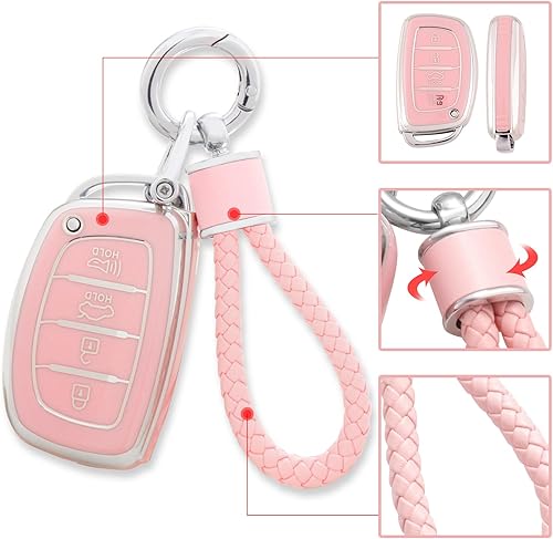 Miniatura 10 de YO&YOYE Funda rosa para llavero para Nissan Altima Rogue Sentra Pathfinder Frontier Maxima Titan Murano Kicks Juke Versa Armada GTR 370Z Leaf (4