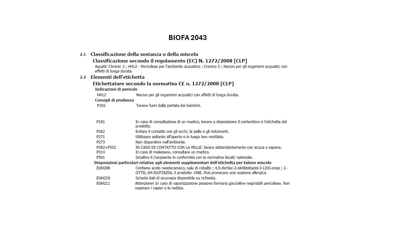 BIOFA 2043 OPACO INCOLORE Olio naturale per legni esterni 1 lt