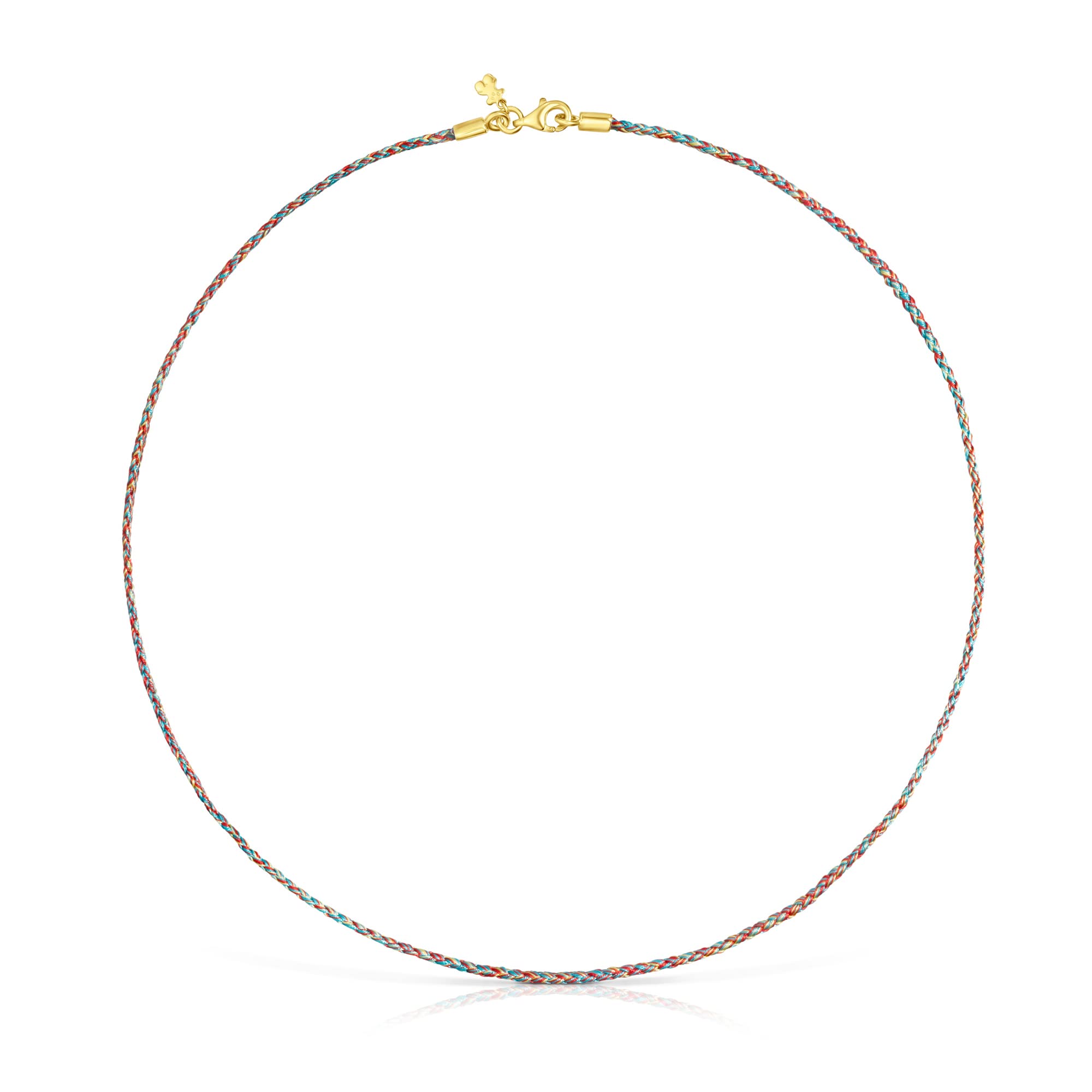 TOUS Gargantilla de Hilo Trenzado para Mujer Multicolor, con Motivos en Baño de Oro 18Kt sobre Plata, Longitud: 42 cm, Cierre mosquetón, Original y Fresco, Colección Effecttous