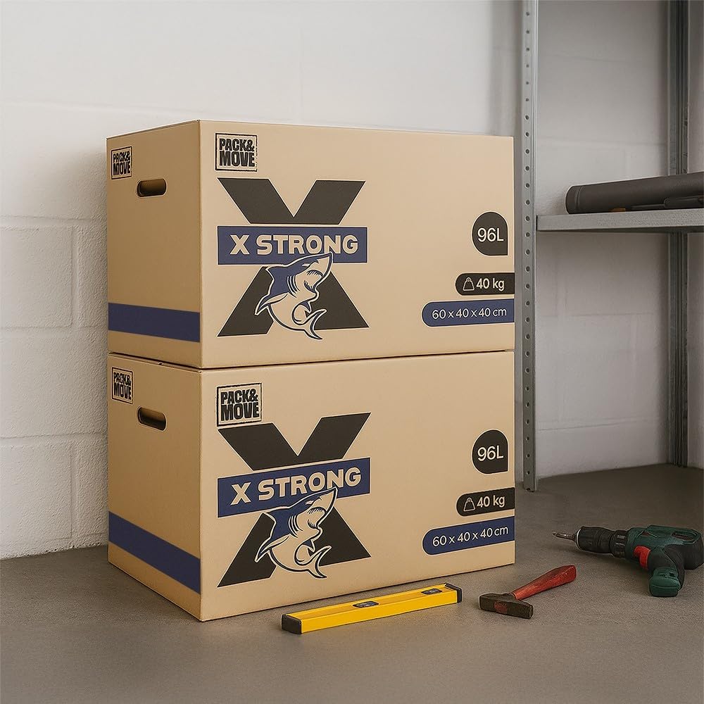 Pack and Move - Zestaw 15 kartonów do przeprowadzki X Strong - 60 x 40 x 40 cm - Obciążenie 40 kg - ekstremalna wytrzymałość - duża pojemność