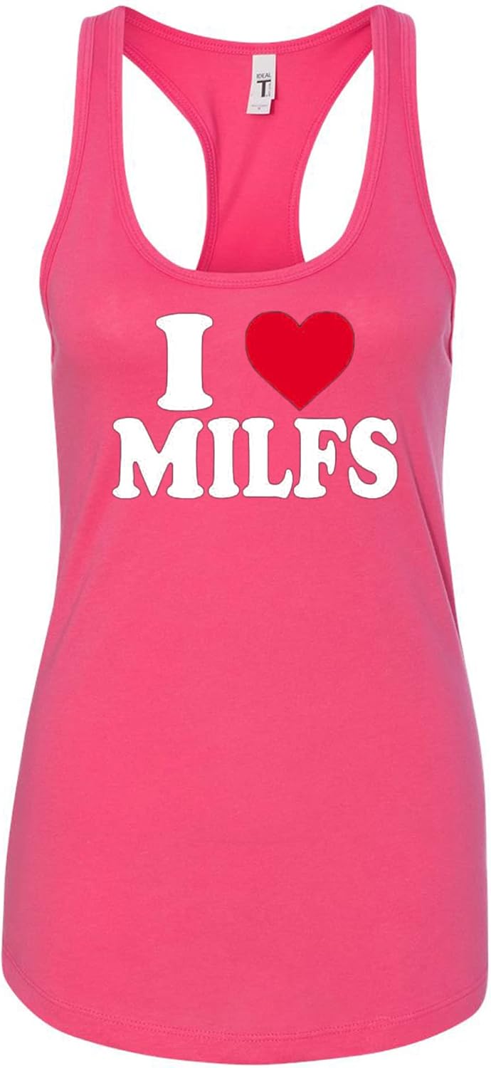 wild custom apparel I Heart Milfs Womens Tank Top
