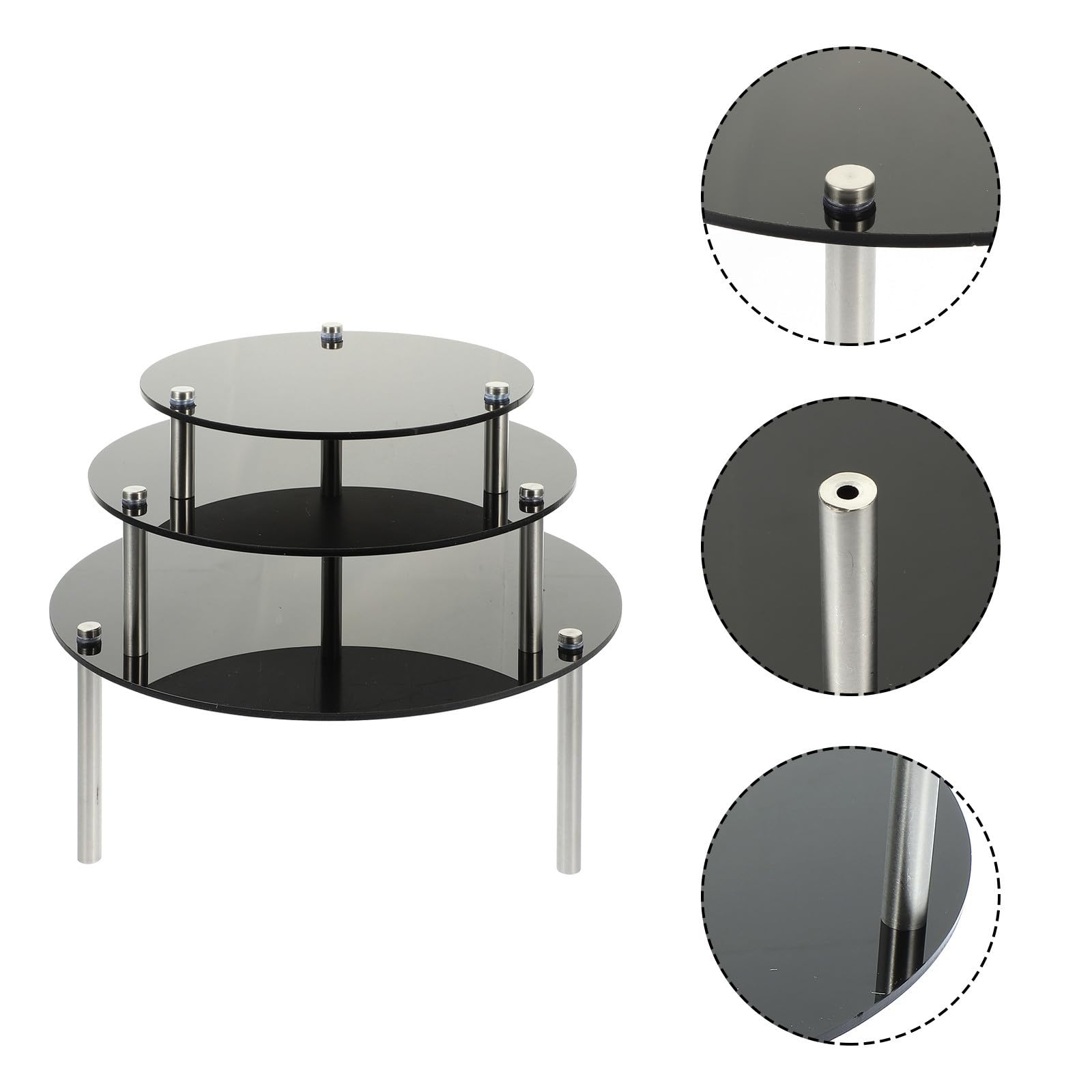 INOOMP Espositore per Torte a 3 Livelli in Acrilico Nero per Feste