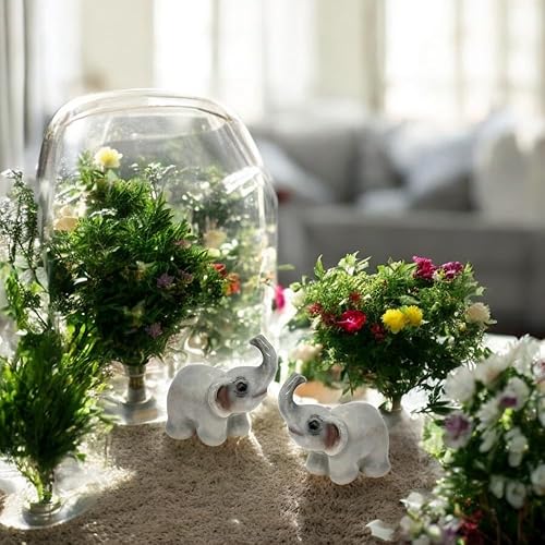 Miniatura 3 de ChangThai Design Pequeña figura de elefante azul de bebé de pie de pie - Miniatura hecha a mano de cerámica pintada a mano, elefantes asiáticos