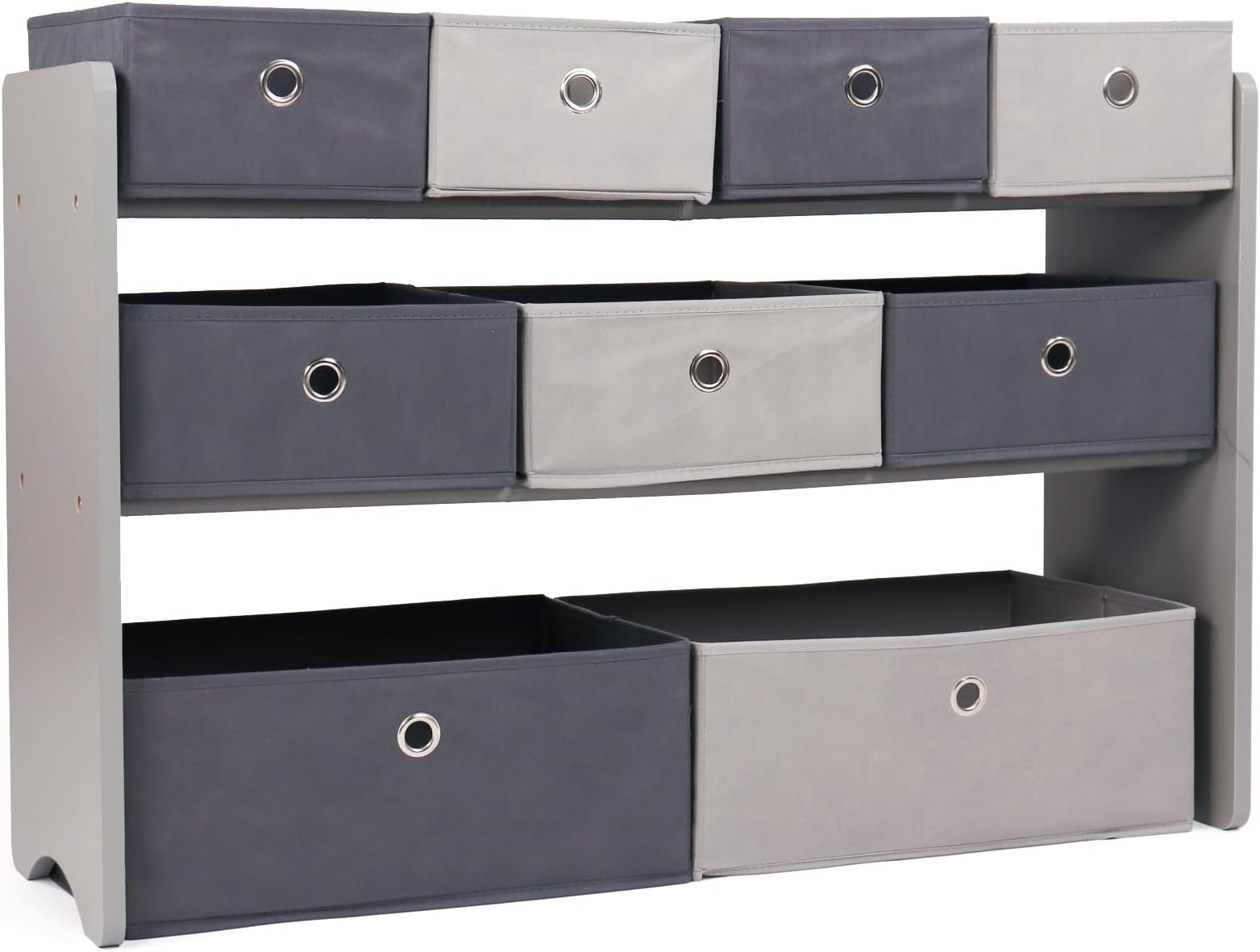 Humble Crew Toy Storage Organizer with 9 Removable Fabric Bins, Light Grey/Gr...