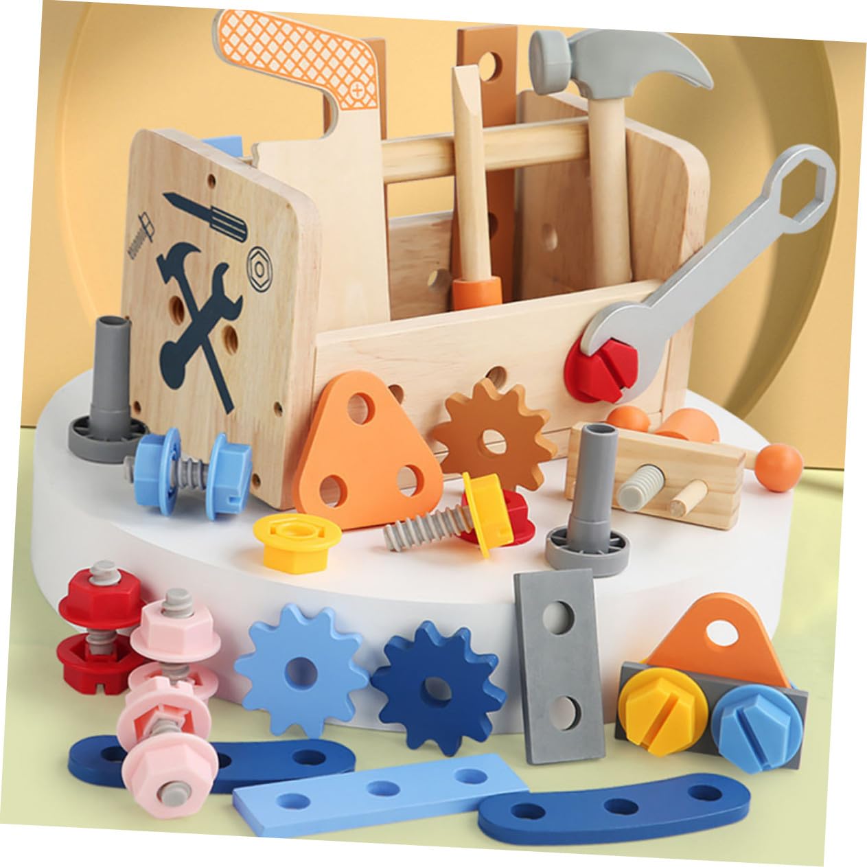 Herramientas Infantiles de Madera para Bricolaje Educativo Juego de Construcción para Kit Seguro de Herramientas de Madera para Desarrollar Coordinación y Pensamiento Lógico