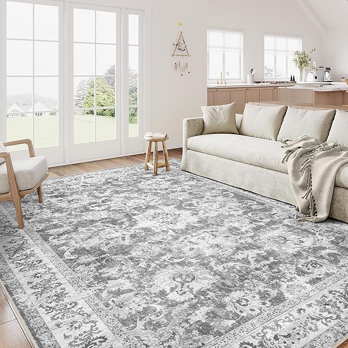Tapis de chambre et salle à manger gris vintage 110 x 190 cm