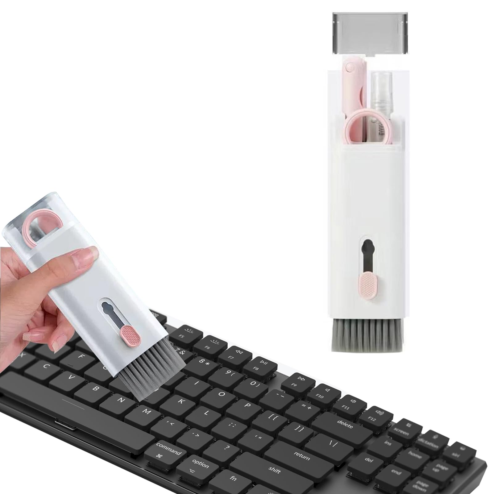 7 In 1 Laptop Screen Keyboard Cleaner Kit,All-in-One Electronics Cleaning kit Tool Keyboard Brush with Keycap Puller for Tablet,PC,Cell Phones,Earbuds Camera,Lens,Monitor Screen Cleaner (Pink)