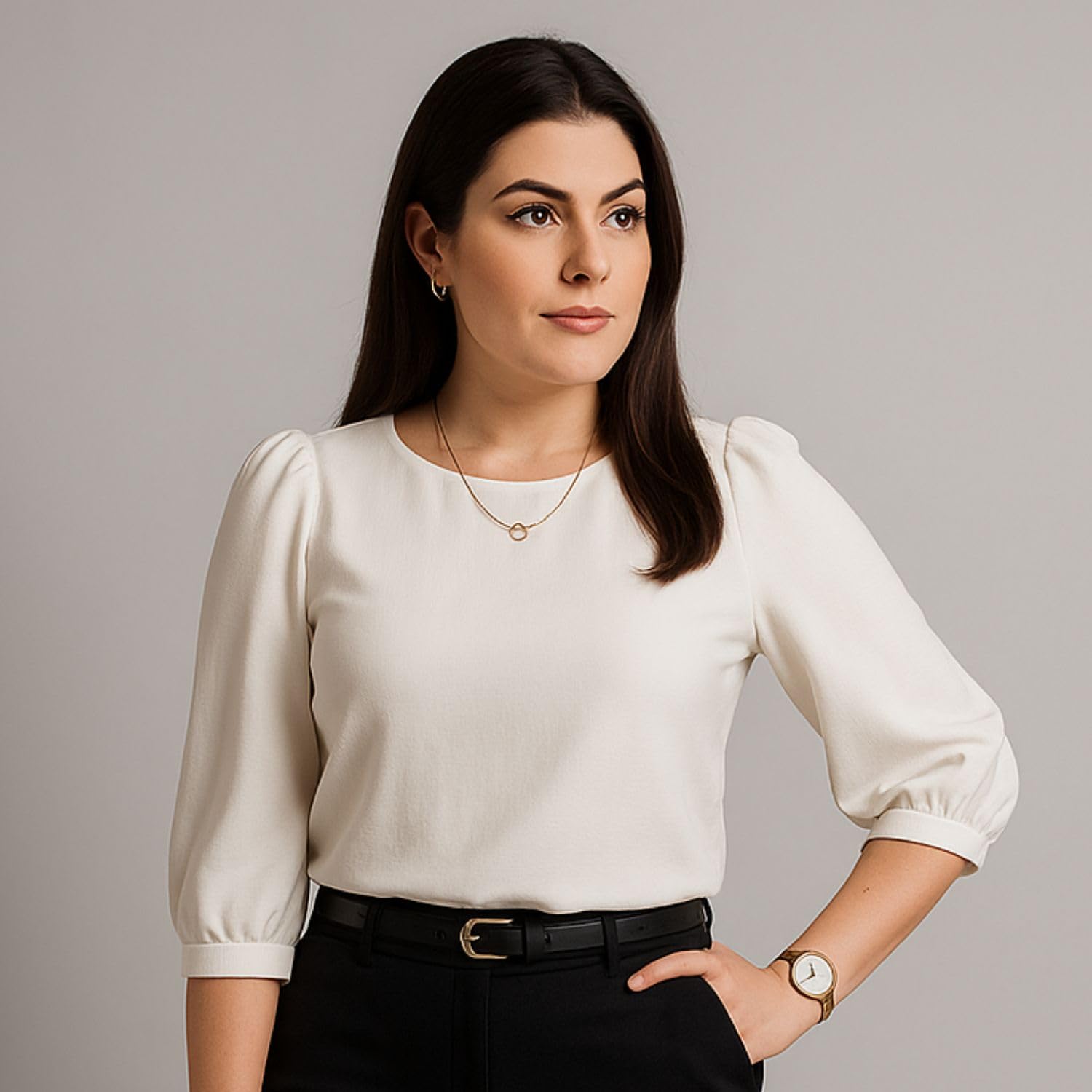 Blusa Social Feminina Manga 3/4 Bufante Camisa Elegante em promoção! Veja a oferta e mais achadinhos de Blusas 8 Hoje é o melhor dia para comprar Blusa Social Feminina Manga 3/4 Bufante Camisa Elegante com aquele preço maroto! Promoção! Aproveite a oferta! 8