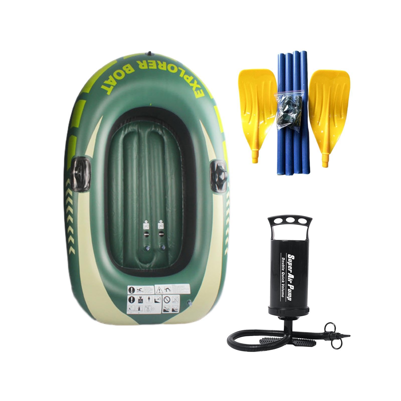 2 Stück Schlauchboot Aufblasbares Kajak Ruderboot Badeinsel Wasserinsel Boot Aus Robustem PVC mit Zwei Paddelsitzen Und Doppelventil für Schnelles auf, 1 Person mit Paddel