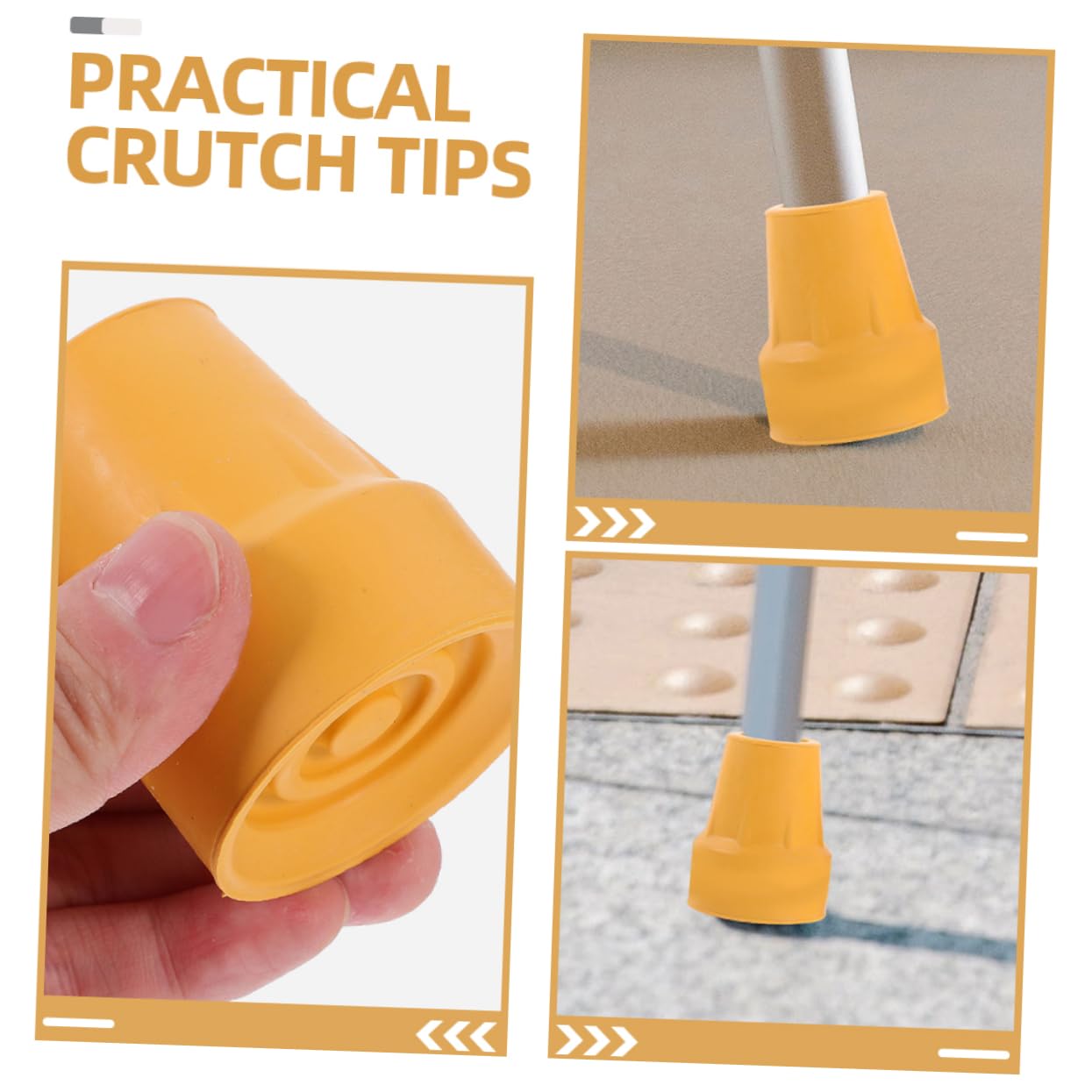 KOMBIUDA 2pcs Cane Tips Replacement Cane Tips Cane Foot Covers Non-Slip Crutch Pad Rubber Yellow