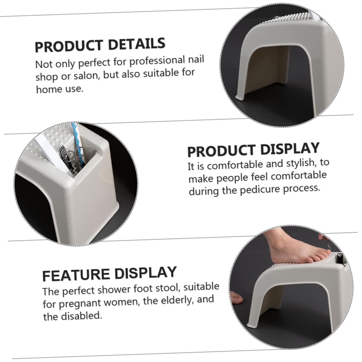 Baluue Stool Foot Rest Stand for Shower Non-Slip Sturdy Footrest Reusable Shower Foot Rest for Home