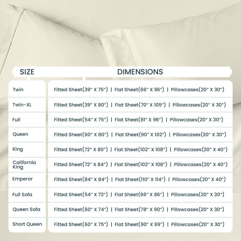 800-Thread-Count 100% Egyptian Cotton Sheets, Luxrious 6-PCs Sheet Set Solid Pattern, Soft and Silky, Fits Mattress Upto 18-21'' Deep Pocket (Twin, Beige)