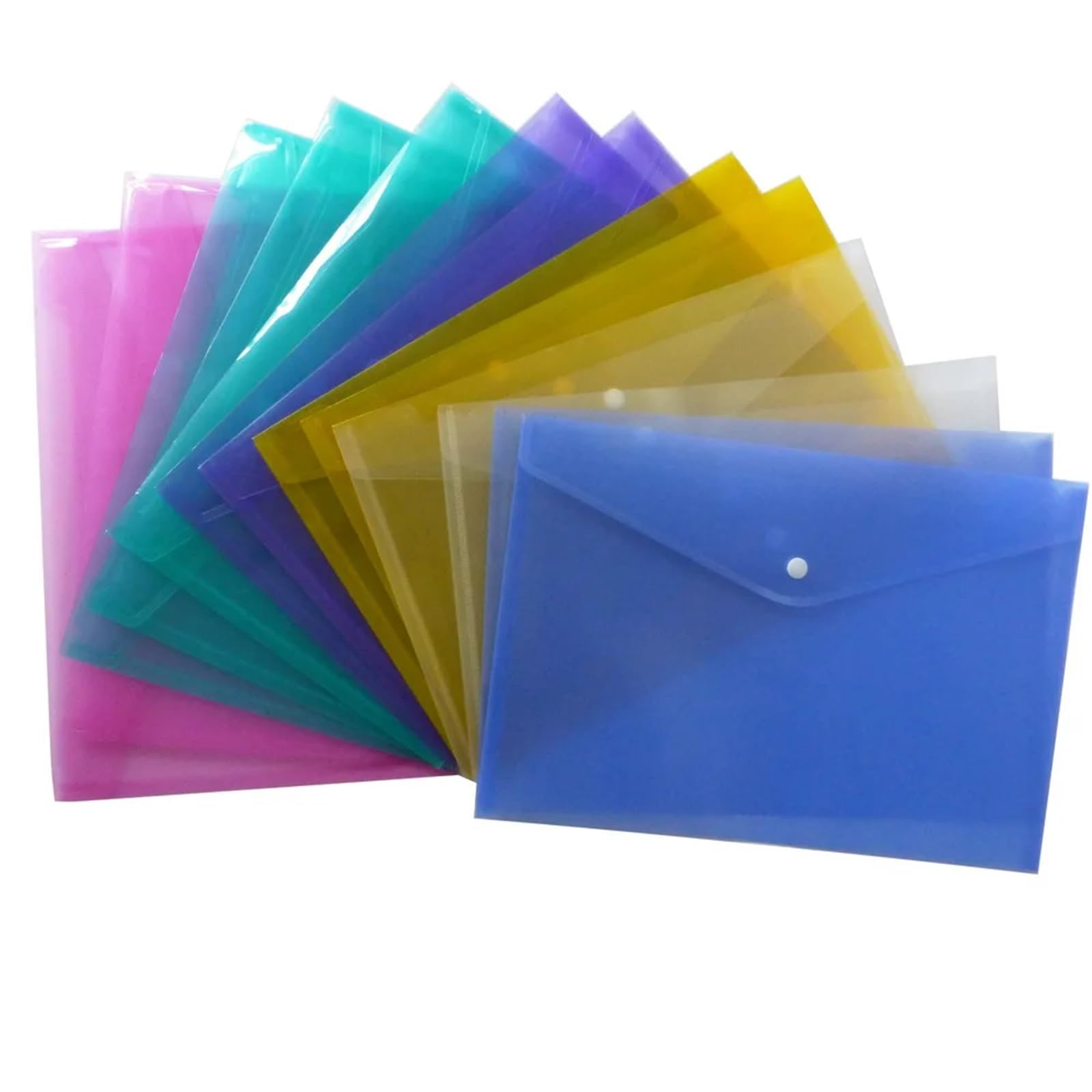 Buste in plastica Portadocumenti formato A4 da 30 pezzi con chiusura a bottone automatico Organizer for cancelleria scolastica for ufficio a casa(Transparent)