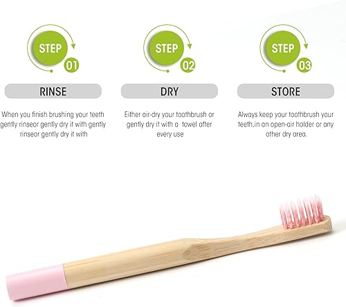 Miniatura 6 de Cepillos de dientes de bambú para niños, mango biodegradable, sin BPA, ecológico, tamaño para niños, certificado FSC y aprobado por PETA, paquete de