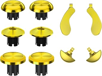 PS5 Edge Controller Metal Thumbstick Paddle 6pcs Analog Stick Joystick 4pcs Back Paddle Trigger Button Replaceable for PS5 Edge Controller Gold