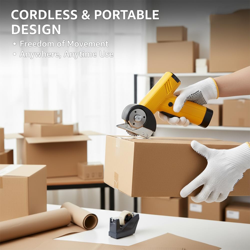 Rechargeable High-Speed Cardboard Cutter Cordless Electric Scissors,Card Board Cutter Tool, Fast Charging, Four Speed Settings Power Electric Scissors for Cardboard, Leather (White)