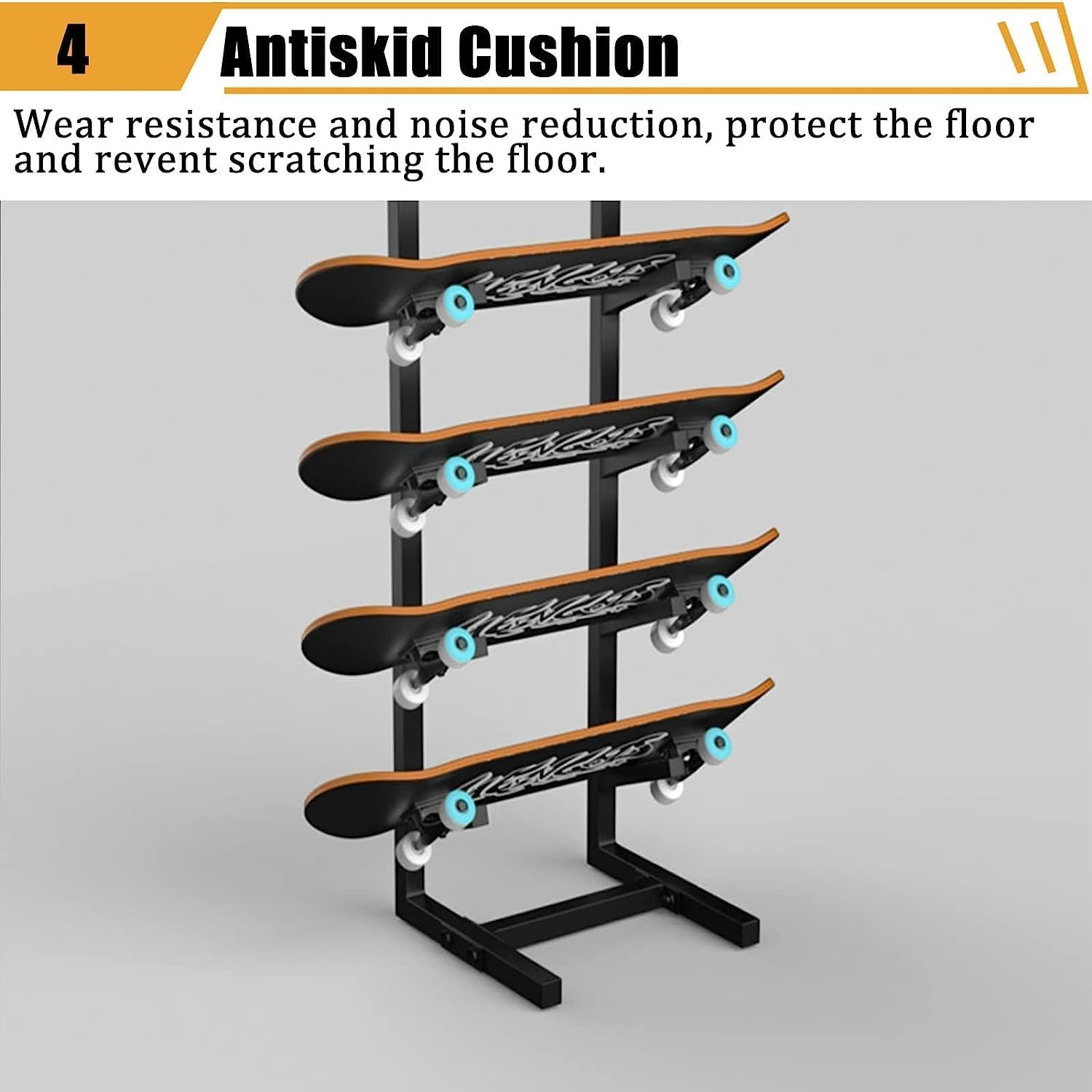 Home Gym Organize Holder 5-Tiers Metal Snowboard Storage Rack Free Standing for Skis/Skateboards/Scooter, Floor Display Stand for Garage/Shop
