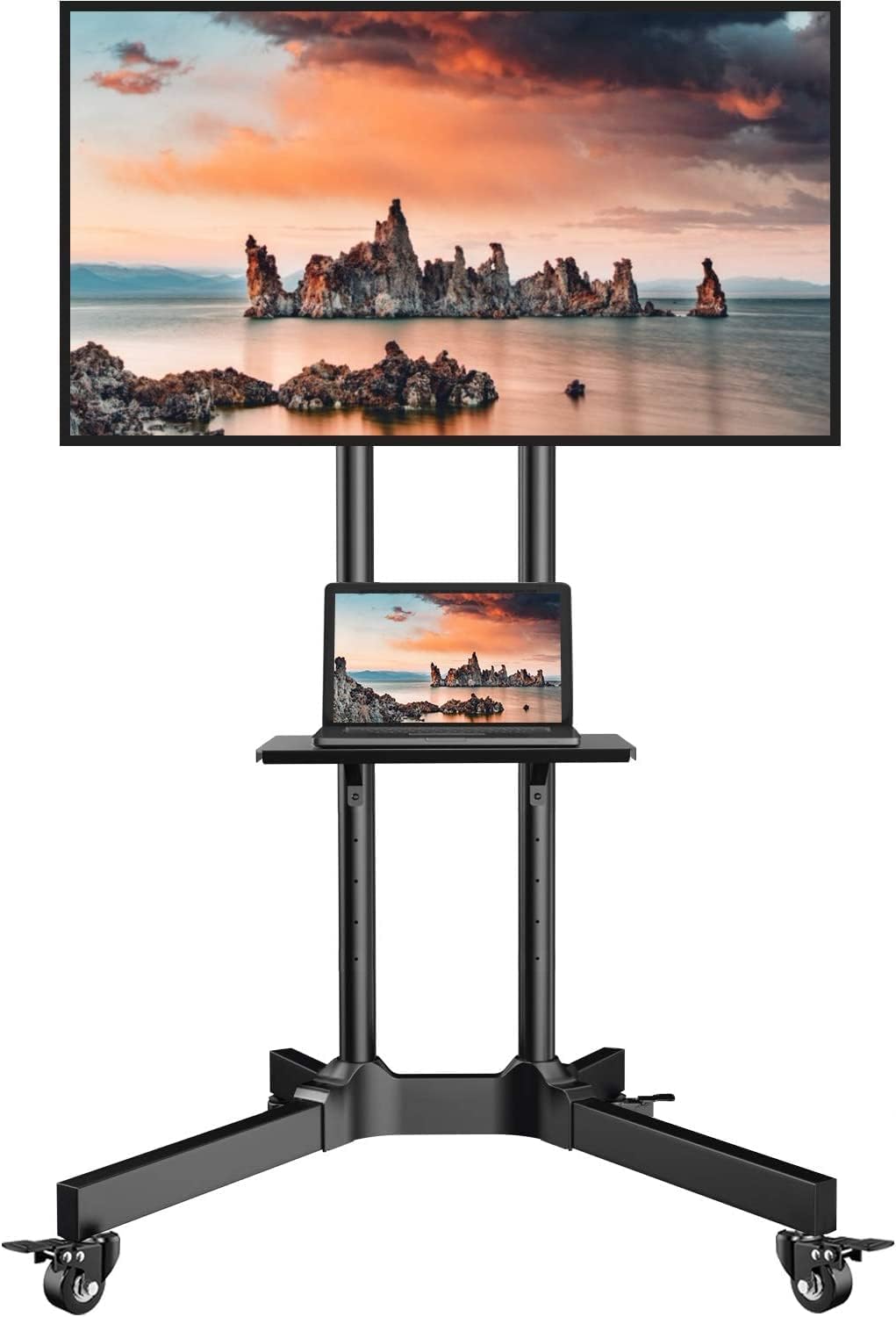 24x7 eMall TV Trolley with Wheels Movable Tv Stand Tv Bracket for 32" to 75” LED, LCD for VESA Sizes 100 x 100 Upto 600 x 400 mm with Storange and Setup Box Shelf, 2 Shelves