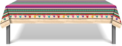 Miniatura 3 de Paquete de 4 manteles de fiesta con temática mexicana, manteles desechables de plástico del Cinco de Mayo para fiesta, fiesta nocturna de tacos y