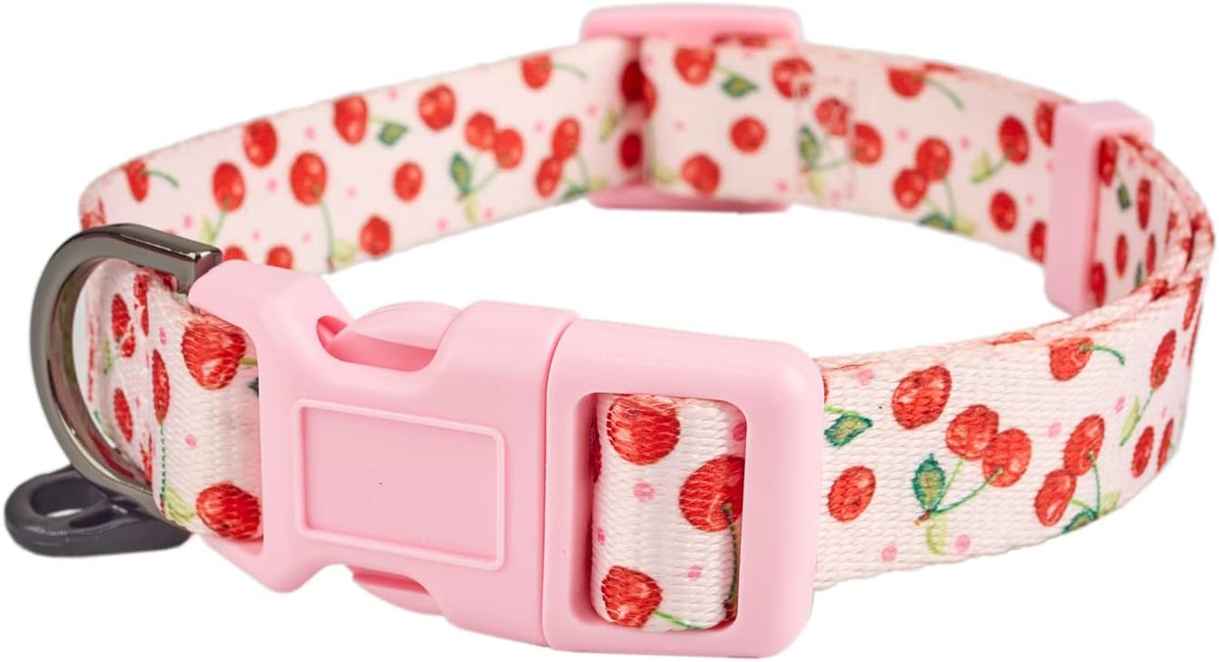 YUDOTE Dog Collar for Small Medium Dogs Adjustable Soft Durable Pet Collar Cute Cherry Fancy Lovely Collars