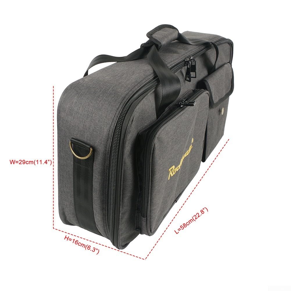 Pedalboard Gitarre Tragetasche Wasserdicht Gepolstert Netzteil Fach Organizer für Musiker Schwarz 49x27x16cm(L)