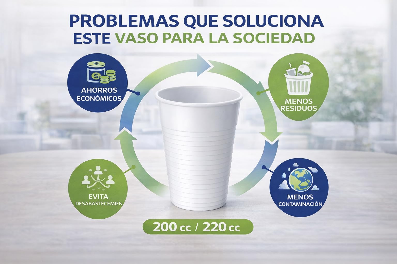 Vaso Reutilizable de Polipropileno 200/220 ml Blanco – Apto Lavavajillas 50 °C – Resiste 25 Lavados – Vaso Plástico Reutilizable para Hostelería, Eventos y Oficina (3000)