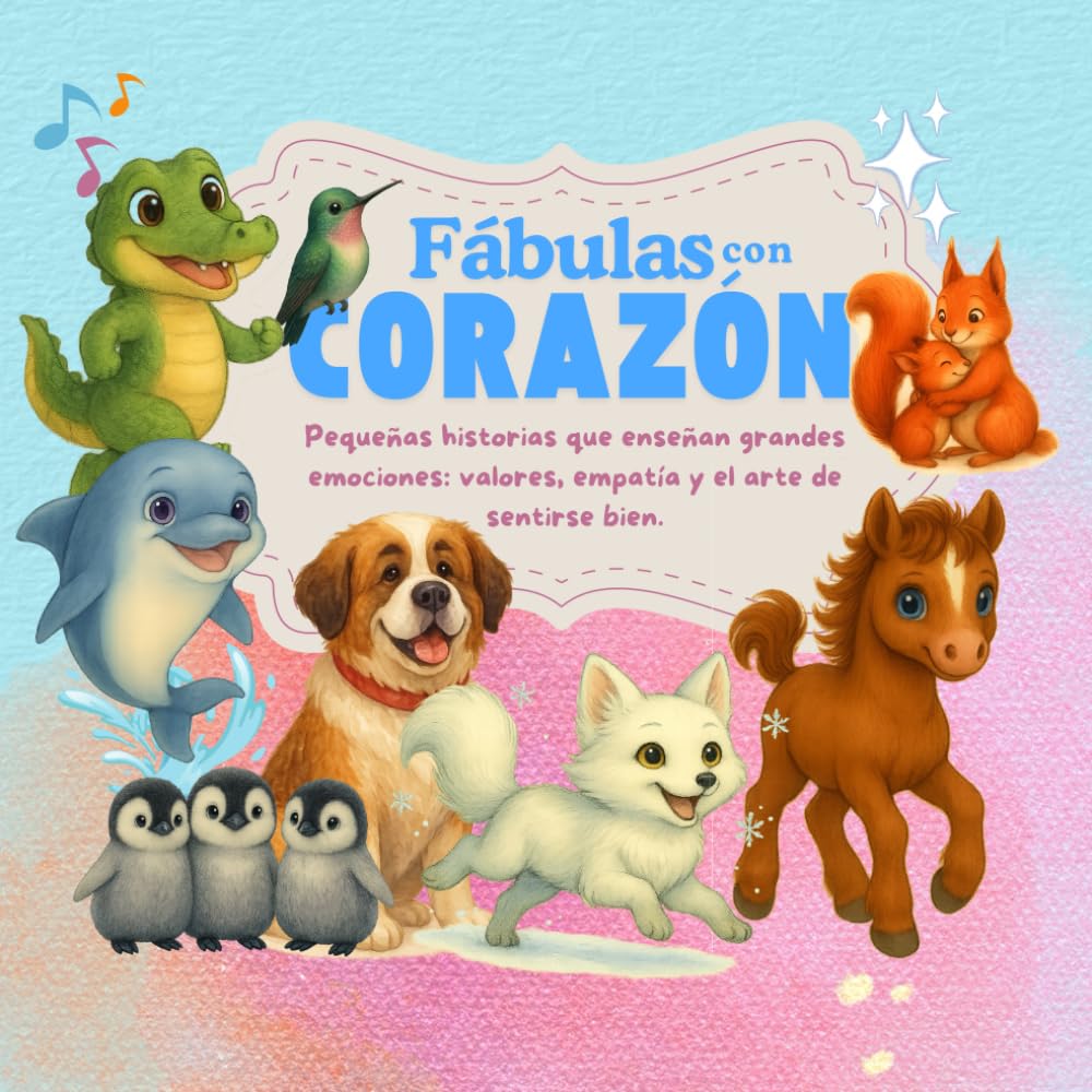 Fábulas con corazón-Historias de emociones, de animales que consiguen vencer obstáculos: Un libro infantil ilustrado de animales sobre amistad, la ... la autenticidad y la resiliencia para niños