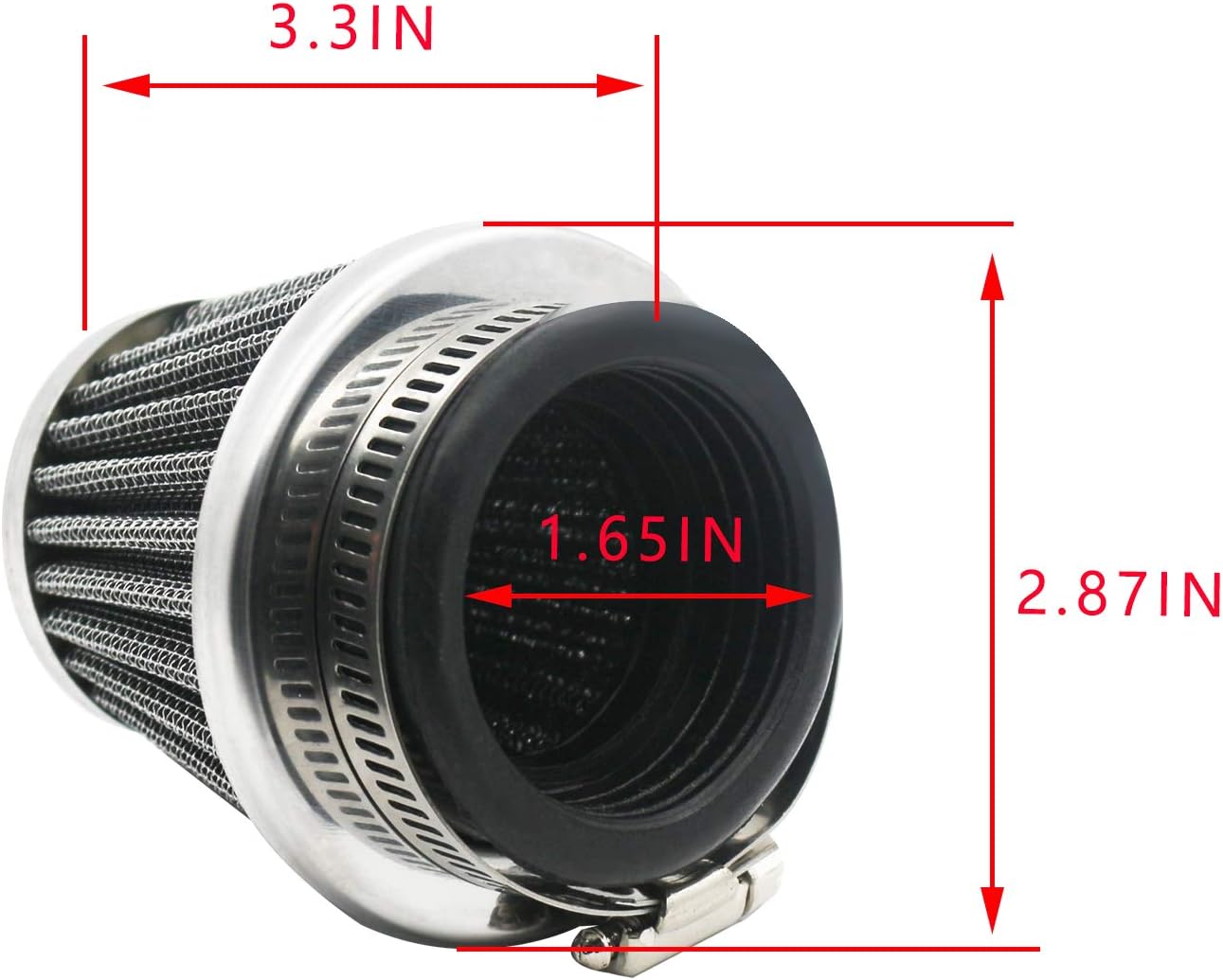 42mm/1.65in Motorcycle Air Intake System Filters Universal Clamp-on Pod Intake Cleaner Chrome End Caps for Yamaha Honda Suzuki Kawasaki Motorcycles Dirt Bike ATV Moped Pit Bike Scooter Vintage 4PCS