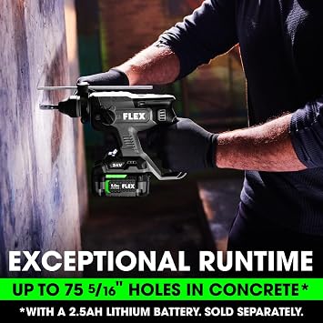 FLEX 24V Brushless Cordless 7/8-Inch SDS Plus 1.3 Ft-Lbs Torque Rotary Hammer Tool Only, Battery and Charger Not Included - FX1531-Z