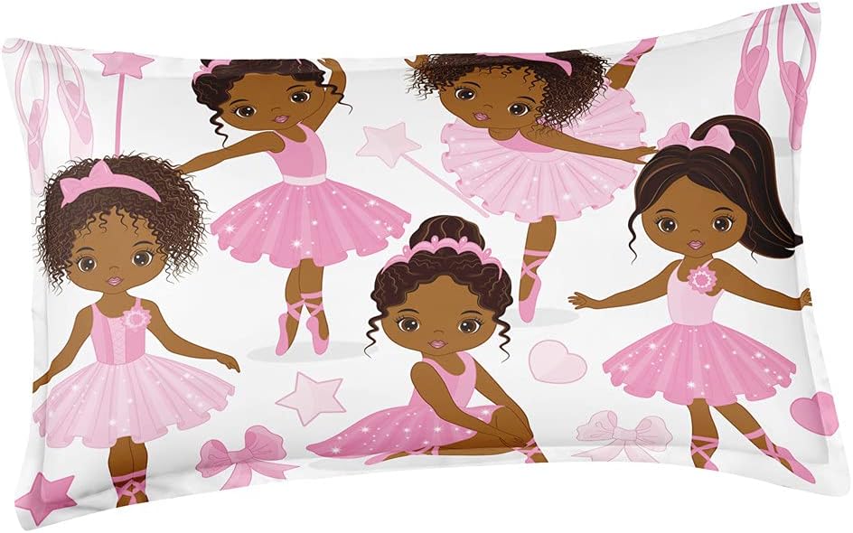 Twin Bedding Sets for Girls, African American Magic Comforter Set with Ballet Dancer, Pink Bed Set for Toddler Kids Teens, Little Girls Bedroom Decor - Image 6