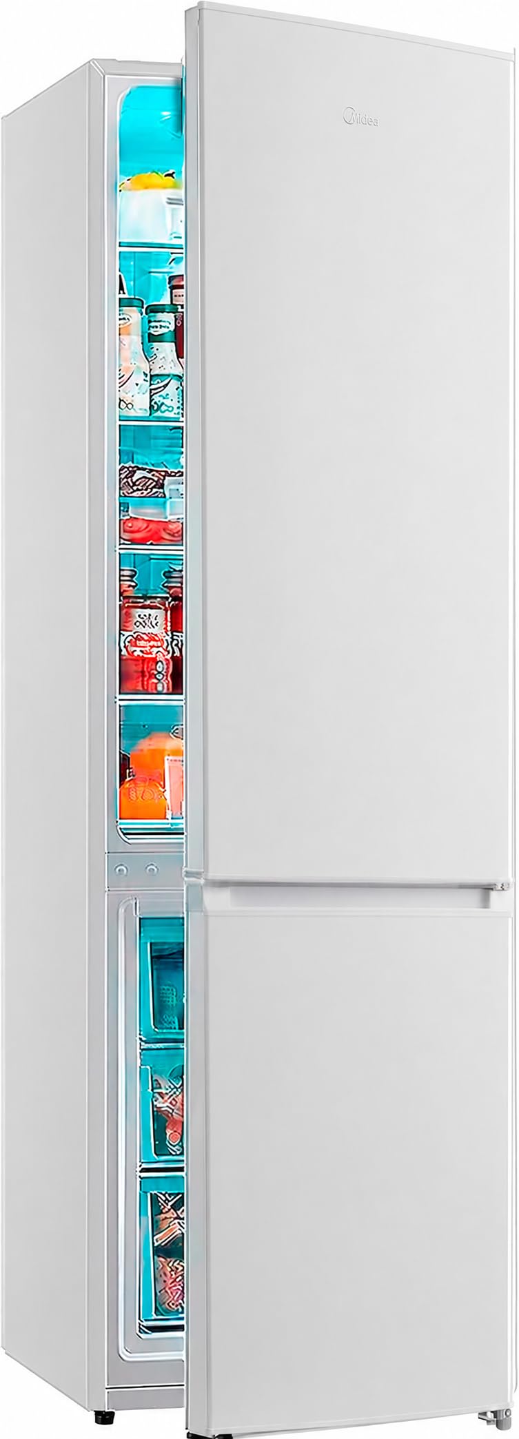 Midea Frigorífico Combi No Frost | 59,5 cm ancho x 188 alto cm | Blanco | Nevera combi libre instalación 224 L + 86 L Congelador - Refrigerador de bajo consumo con congelador vertical No Frost