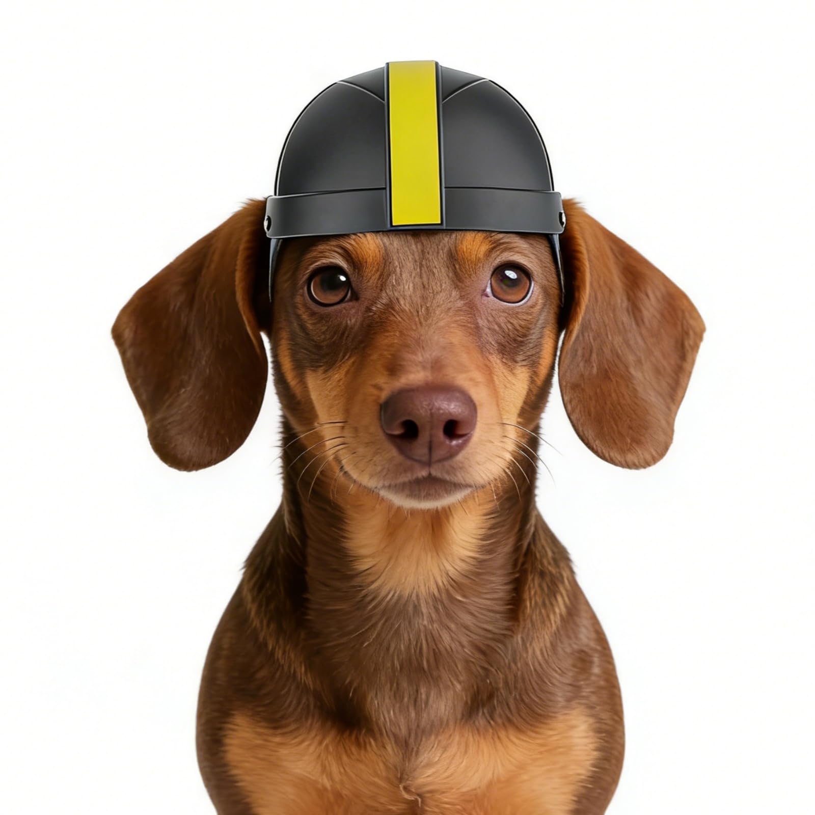 Namsan Small Dog Motorcycle Helmet, Hard Helmet for Dogs Small Medium Breeds, Football Games Dog Hat with Ear Holes, (Black/Yellow-M)