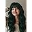 SYMEIW 24 Inch Forest Green Wavy Wig with Bangs, Heat Resistant Synthetic Hair for Women, Adjustable Cap with Snap Clips for Daily Use, Wedding, Cosplay