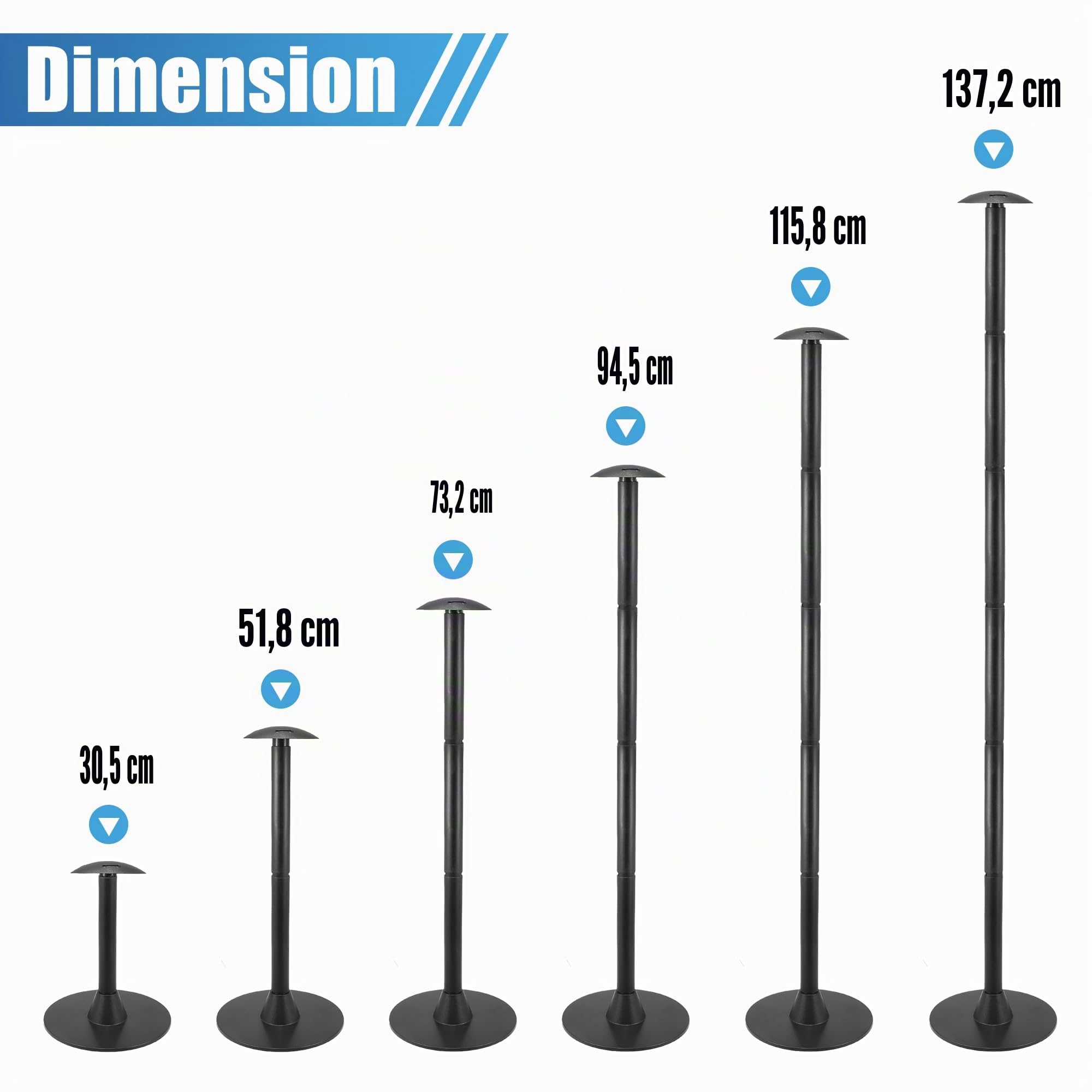 X AUTOHAUX Lot de 2 poteaux de Support de bâche de Bateau réglables en Hauteur de 30,5 cm à 137,2 cm