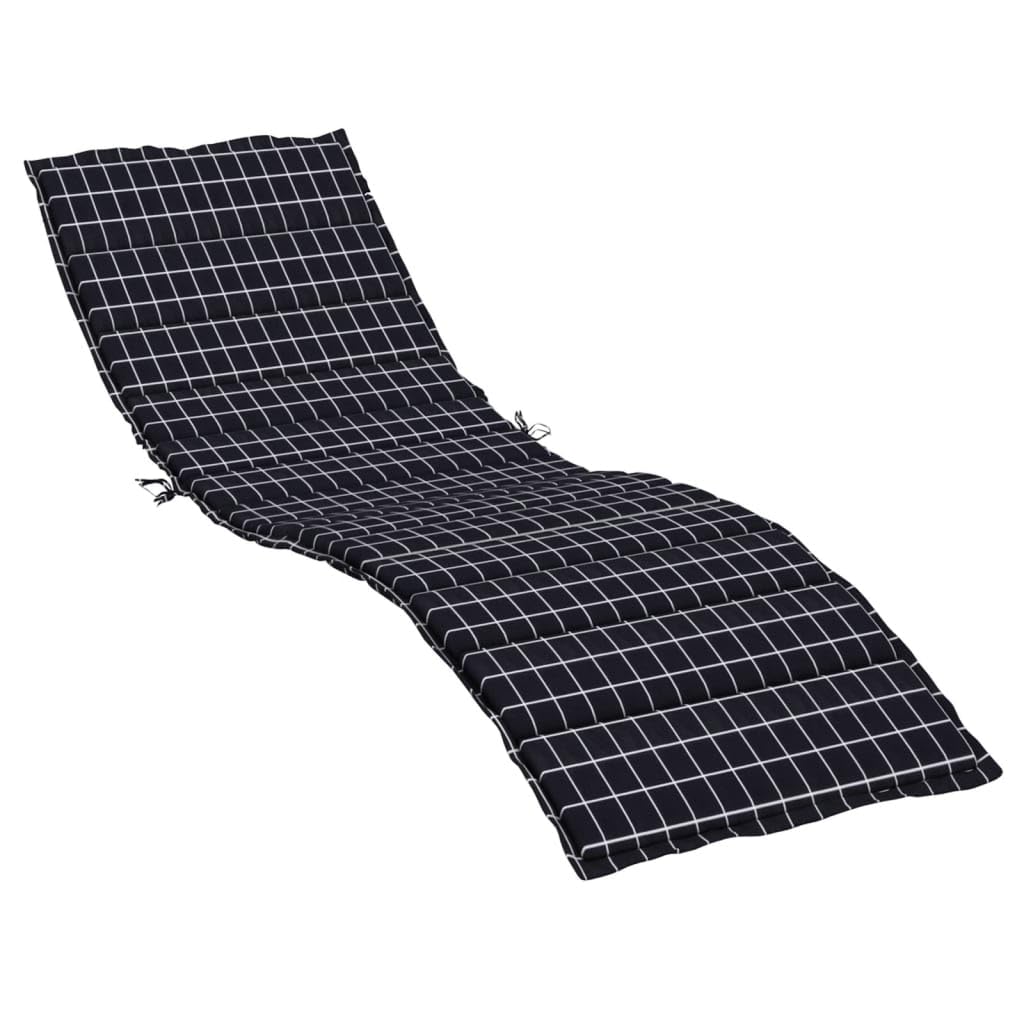 Cuscino per lettino prendisole, motivo a quadri, 200 x 50 cm, colore nero