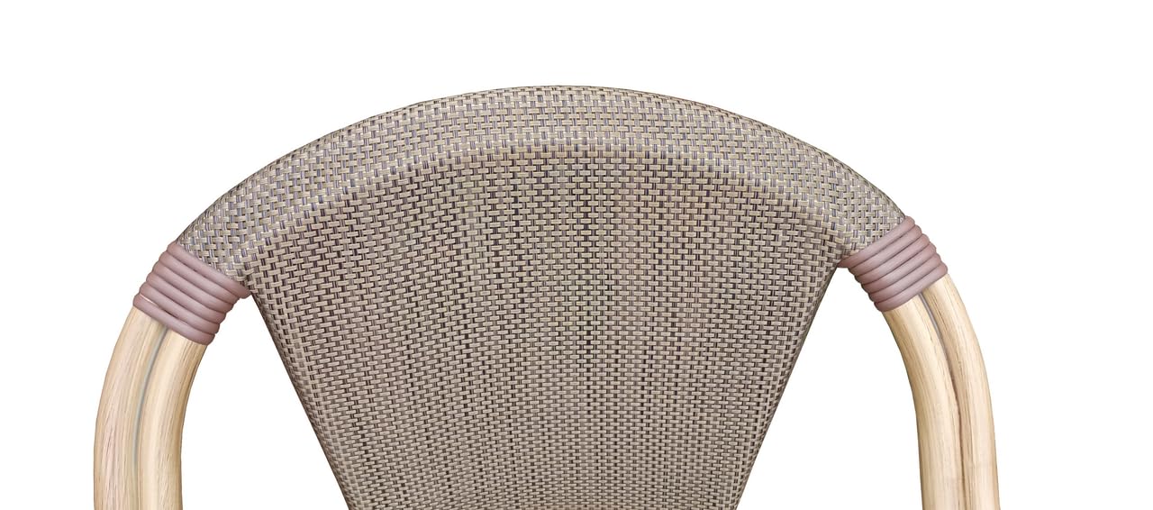 Metro Professional Gartenstuhl in Bambus-Optik mit Armlehne Mesin, Aluminium/Textilen-Bespannung, 56 x 59 x 81 cm, 150 kg Tragkraft, Braun