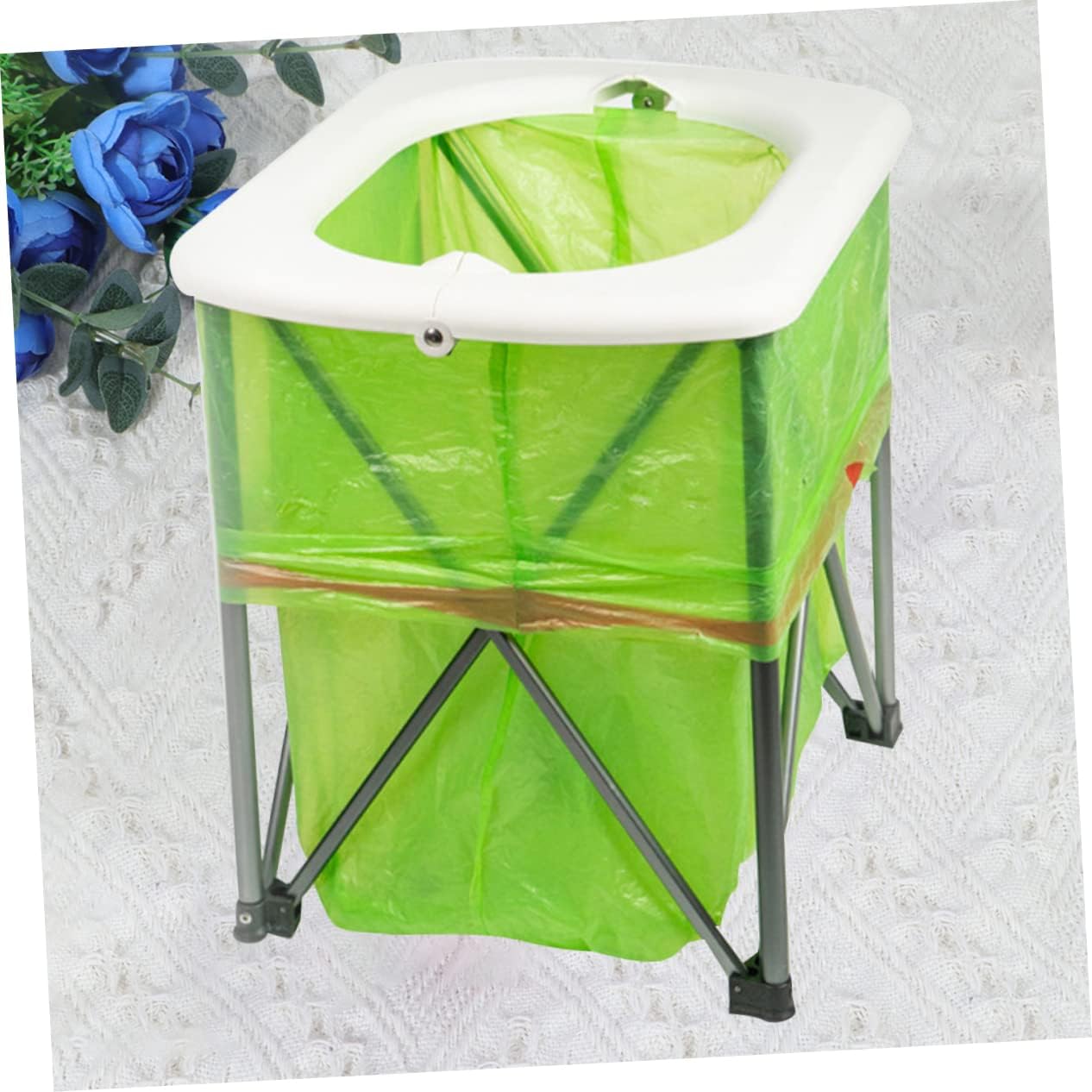 YARNOW Portable Folding Toilet for Camping Lightweight Emergency Toilet Pedestal Pan Easy to Assemble for Hiking and Road Trips White