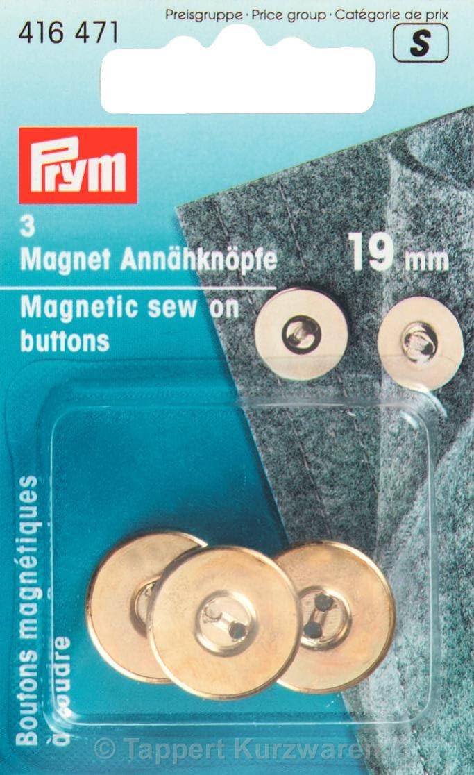 Prym Magnetic Sew-on Button 19 mm Gold-coloured Dome Style