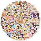 50PCS Cartoon Princess Stickers for Girls, Waterproof Vinyl Crown Princess Decals, Kawaii Anime Girl Stickers for Laptops, Water Bottles, Hydroflasks, Journals & Scrapbooking