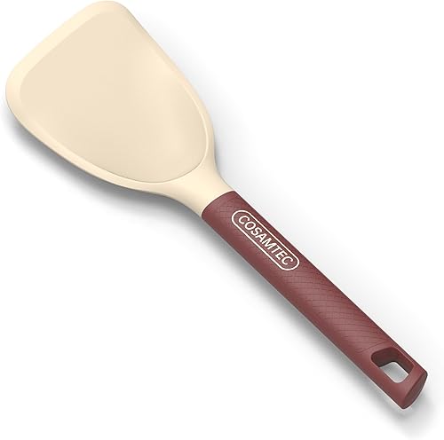 Miniatura 7 de Cosamtec Espátula de silicona antiadherente Turner Fish Steak Egg Pancake Flipper con mango de nailon, utensilios de cocina resistentes al calor,
