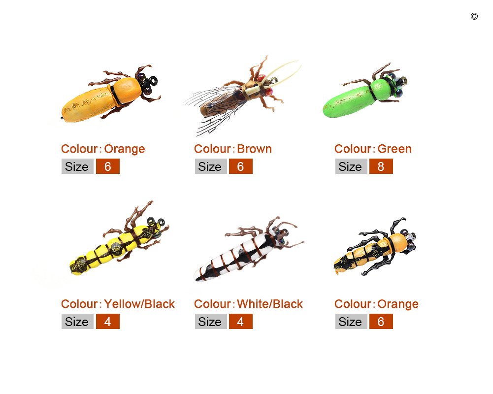 Assortiment D'insectes Pour Pêche à La Mouche - No 12, Vintage, Fabrication Thaïlandaise