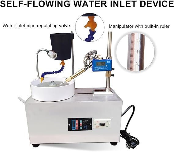 Gem Faceting Machine,Jade Grinding Polisher,110V/220V Electric Lapidary Water Grinding Equipment,with LED Lighting and Angle Digital Display(220V)