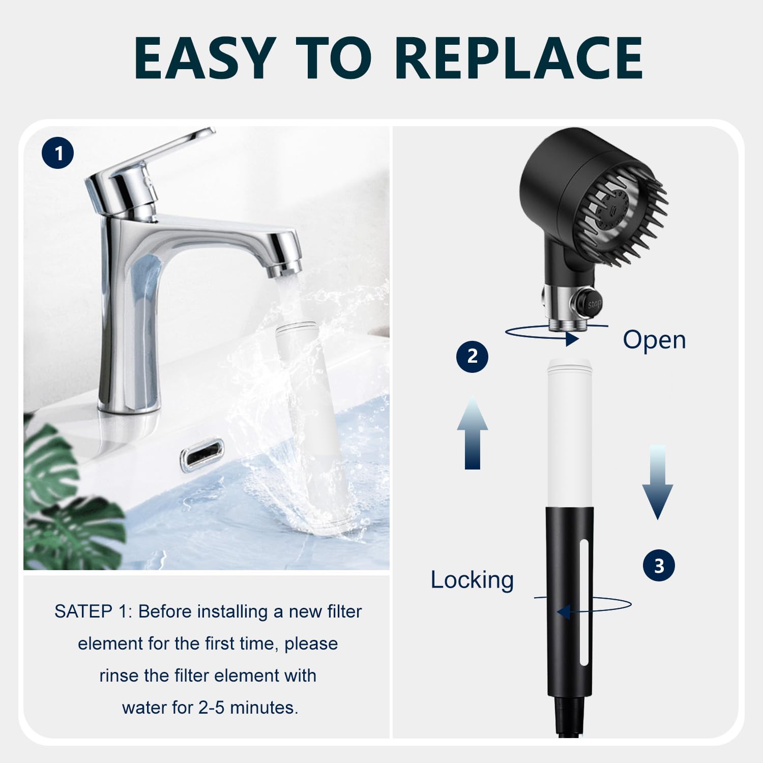 Filtro de ducha multietapa compatible con filtro de ducha PWERAN para cabezal de ducha de mano, paquete de 3
